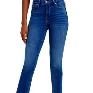 Good American Classic Dark Blue High-Rise Cropped Jeans